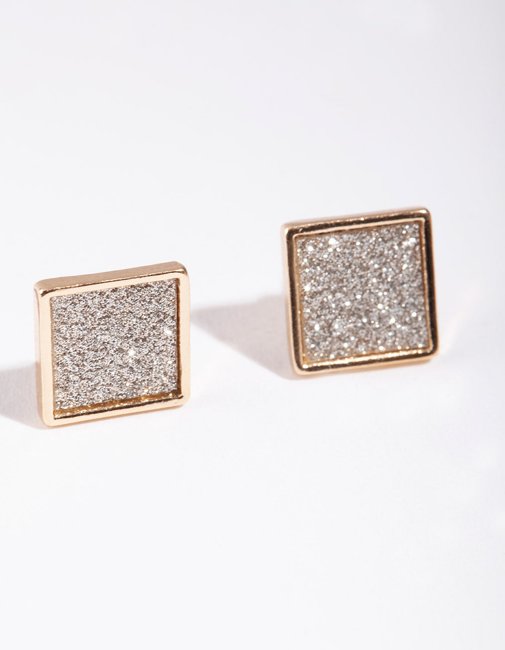 Glitter Paper Inlay Square Earrings