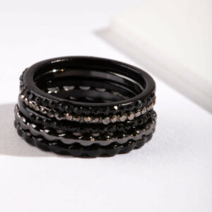 Black Fine Ring Stack