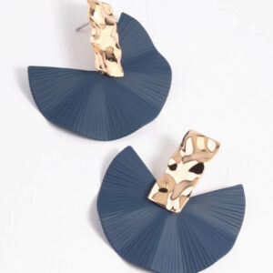 Navy Fan Drop Earrings