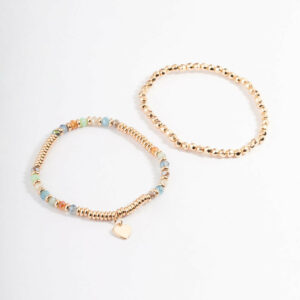 Mixed Bead Heart Bracelet Pack