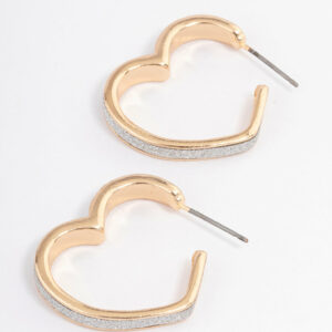 Glitter Heart Hoop Earrings
