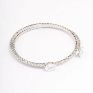 Rhodium Double Pointed  Bangle