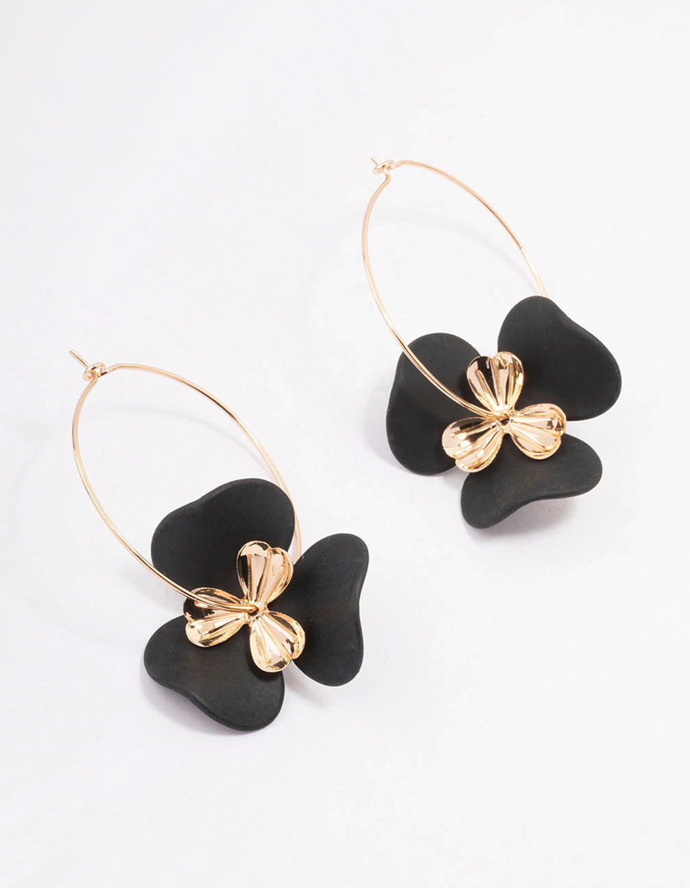 Large Flower Wire Hoop Earrings