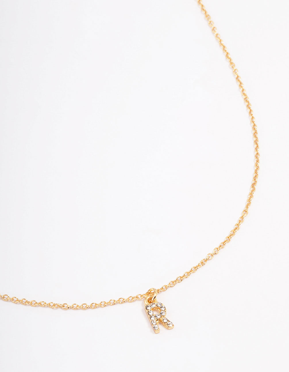 Letter R Initial Square Pendant Necklace