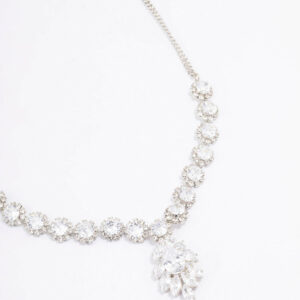 Rhodium Floral Statement Necklace
