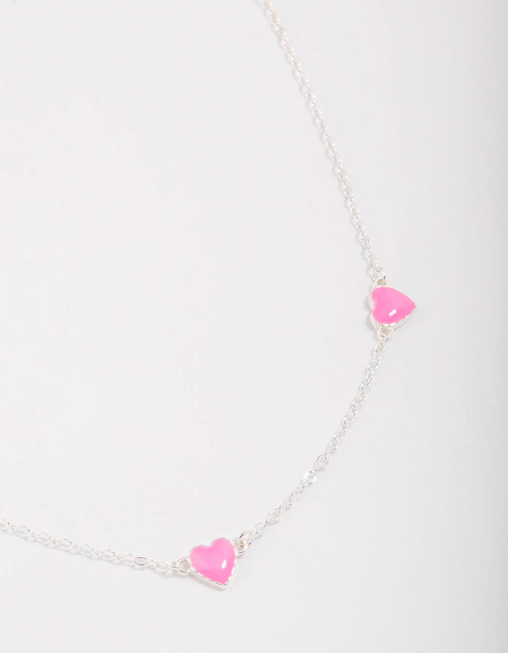 Pink Enamel Heart Chain Necklace
