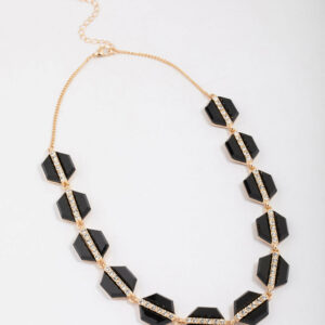 Black Hexagon Necklace