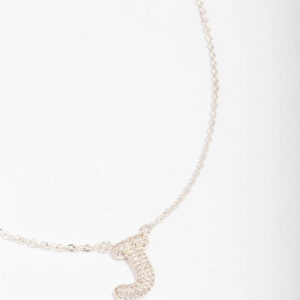 Letter J Pave Pendant Initial Necklace