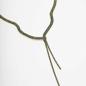 Dainty Emerald Ribbon Lariat Necklace