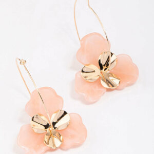 Large Flower Wire Hoop Earrings