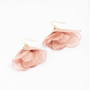 Layered Fabric Flower Earrings