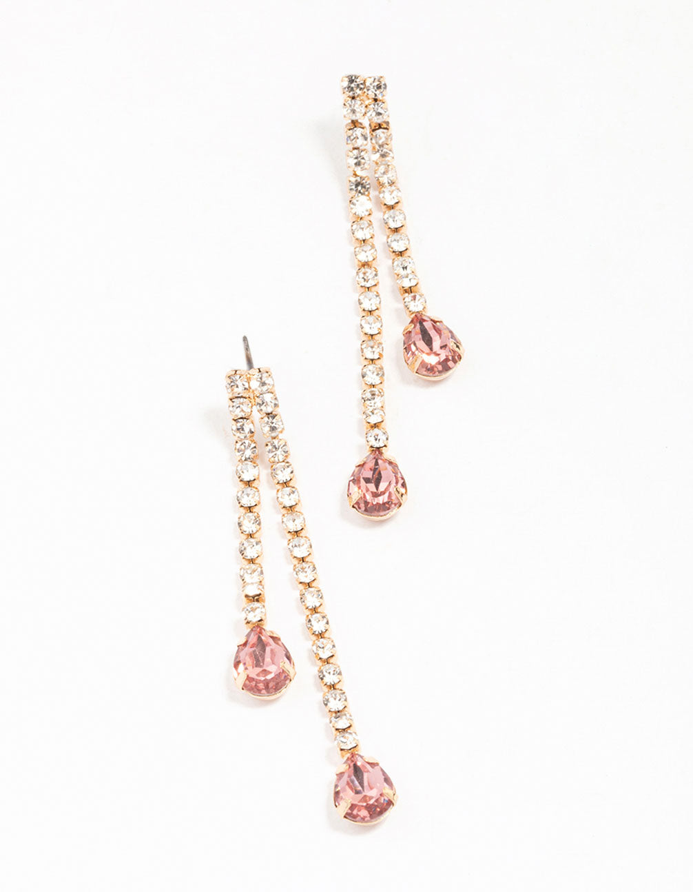 Double Pink Pear Earrings