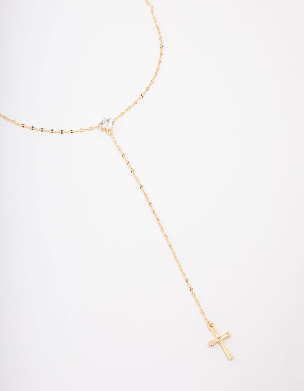 Cubic Zirconia Cross Lariat Necklace