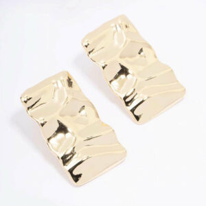 Hammered Rectangular Stud Earrings