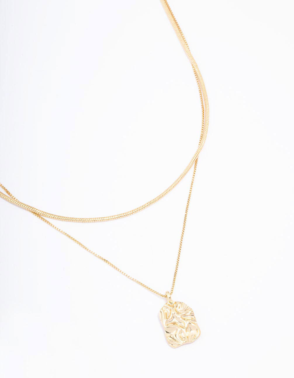 Hammered Rectangular Layered Necklace