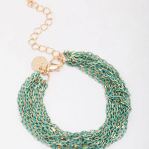 & Green Layered Chain Bracelet