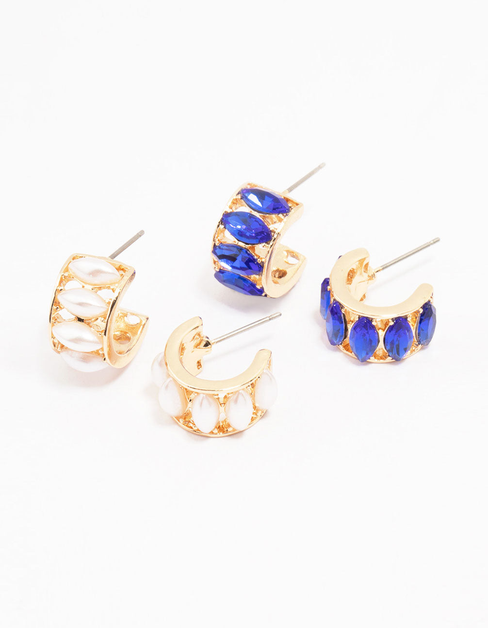 White & Blue Hoop Earring Pack