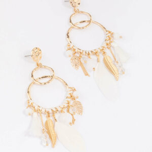 Thread Feather Beaded Earrings