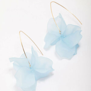Blue Frosted Flower Drop Earrings