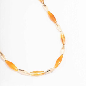 Long Beaded Orange Stone Necklace