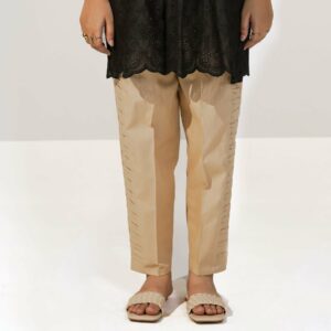 Beige Cambric Straight Fit Trouser PS3573